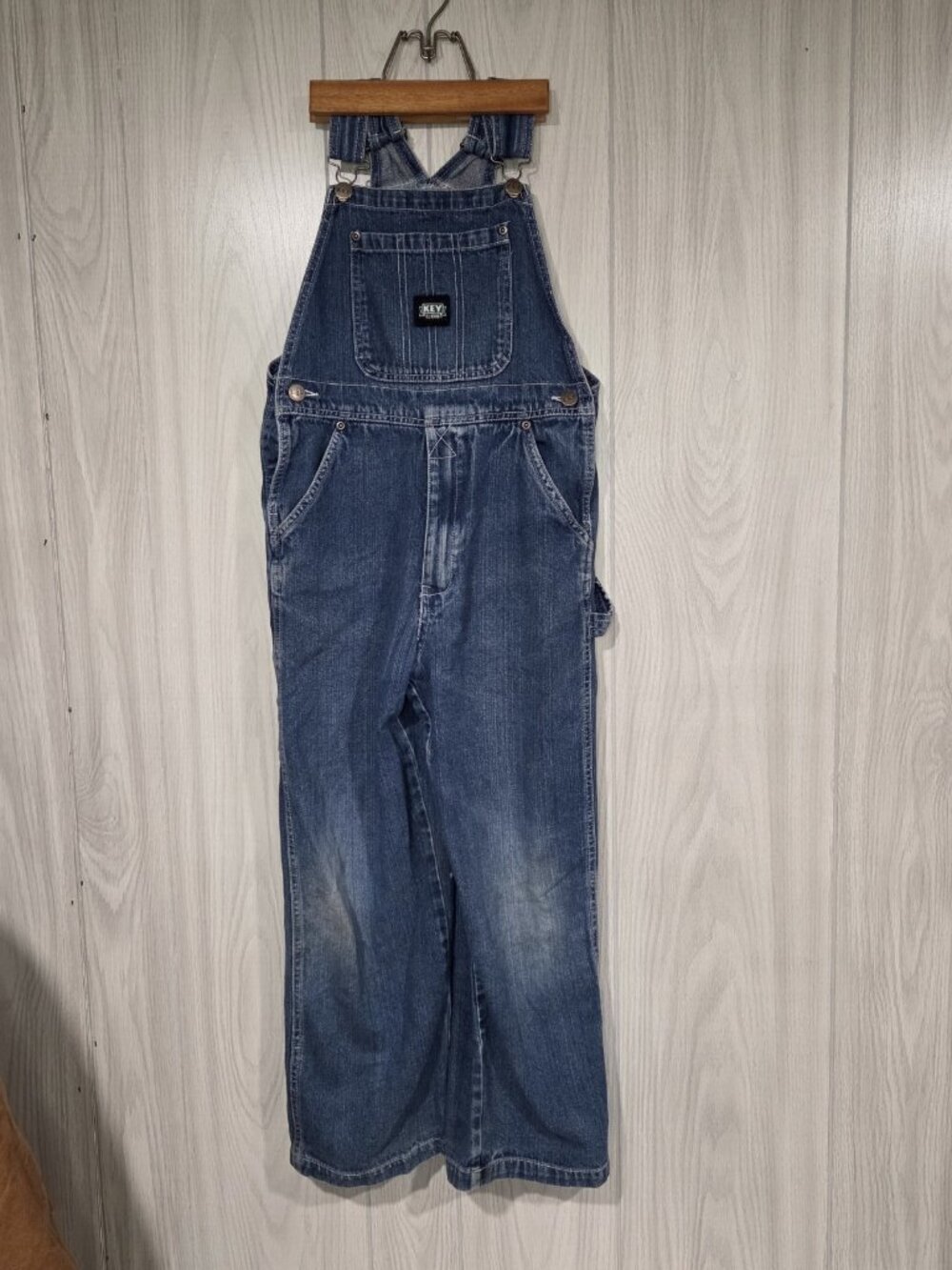 Key Industries Boys Denim Overalls Size 10 Blue Carpenter Bib Jeans Pants
